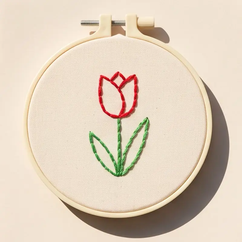 Tambour brodé d'un motif tulipe, par Maud (Bordeaux)